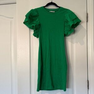 Zara Vibrant Green Ribbed Top